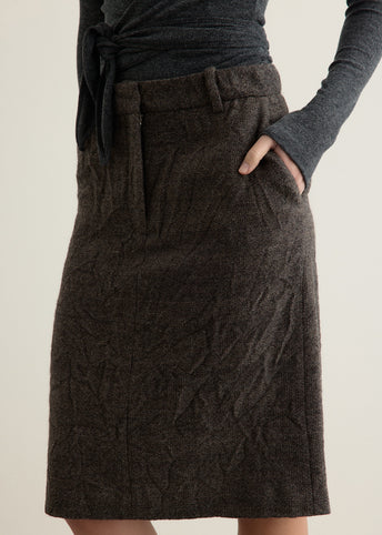 Crumpled Wool H-Line Skirt