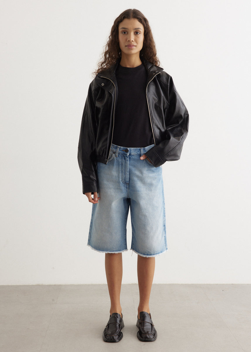 [LOW CLASSIC] / ☆ 24FW HIGH NECK LEATHER SHORT JACKET/BLACK Glossy Leather Short Jacket