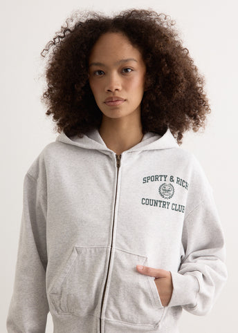 Varsity Crest Cropped Zip Hoodie