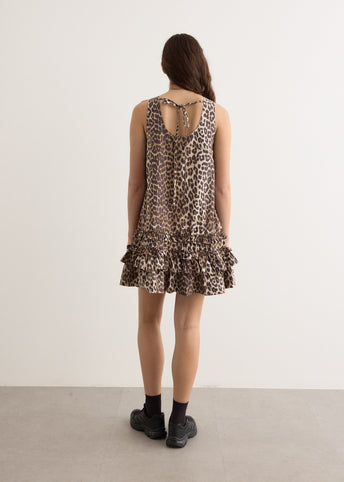 Printed Cotton Poplin U-Neck Mini Dress