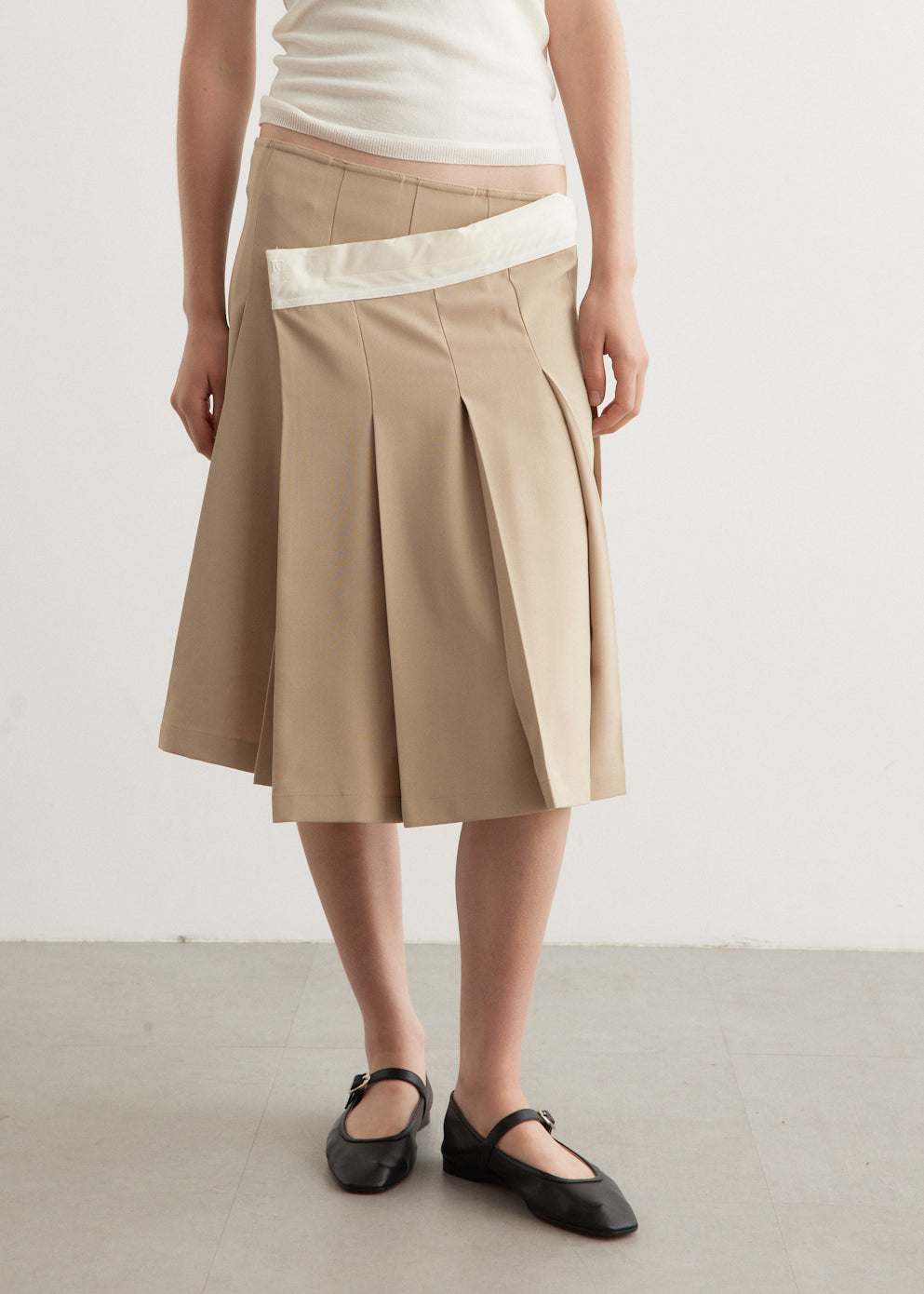 Pleated Midi Wrap Skirt