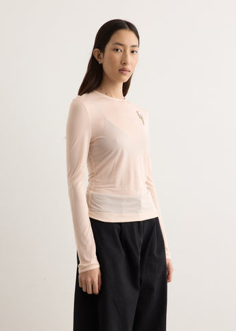 Sheer Fitted Ballet Mesh Top With Bip