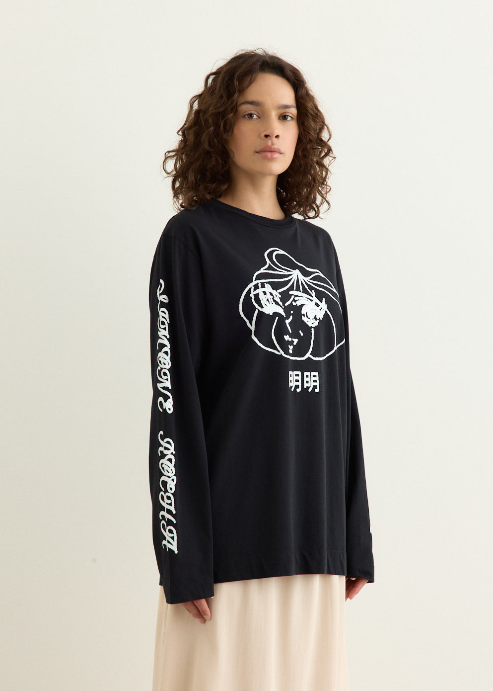 Dim Sum Logo Print Long Sleeve T-Shirt