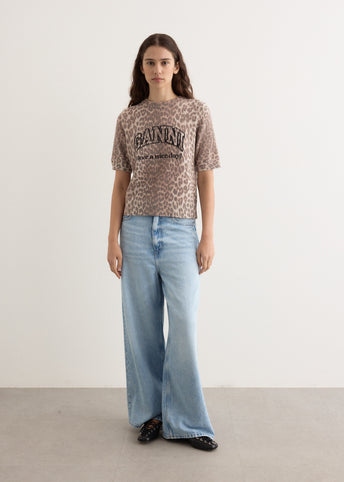 Graphic Wool Mix Printed Leopard T-Shirt
