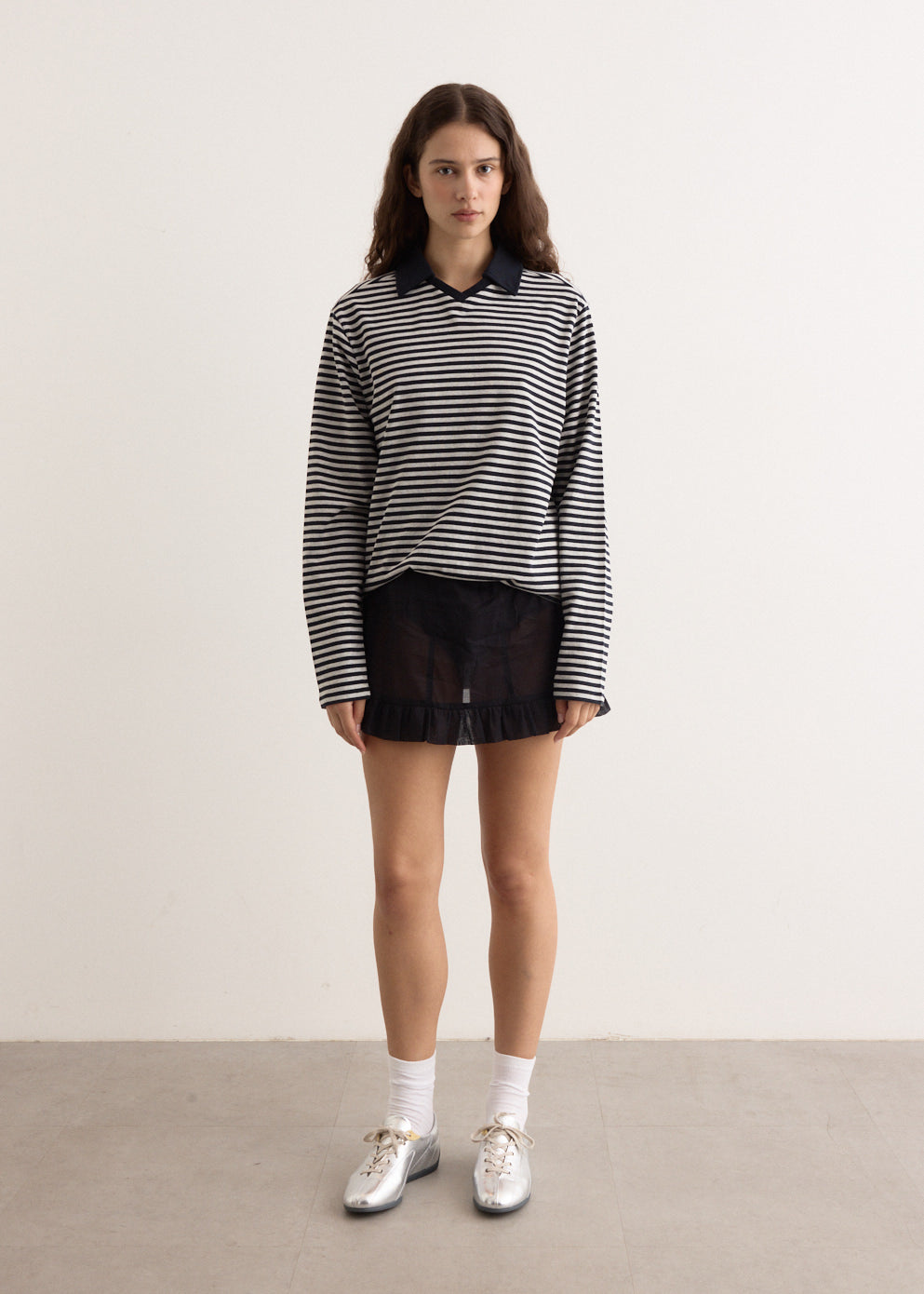 【関税込み】Paloma Wool ブラック Cliff ミニスカート CLIFF-Black low waist mini skirt with bottom voile stitching