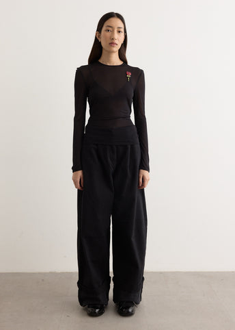 Sheer Fitted Ballet Mesh Top With Bip