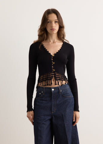 Shiny Viscose Crochet Cardigan