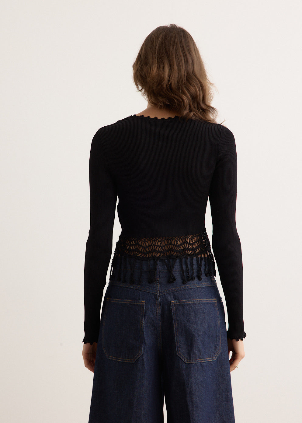 Shiny Viscose Crochet Cardigan