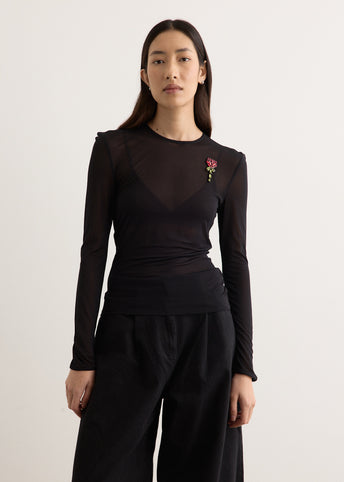 Sheer Fitted Ballet Mesh Top With Bip