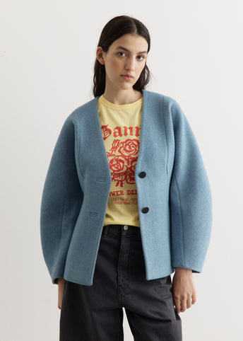 Twill Wool Suiting Curve Sleeve Blazer
