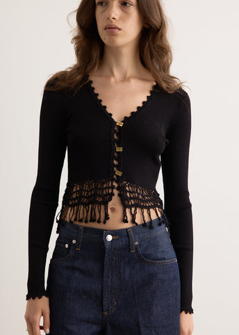 Shiny Viscose Crochet Cardigan