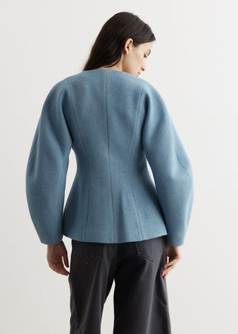 Twill Wool Suiting Curve Sleeve Blazer