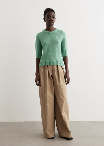 Mohair Short Sleeve O-Neck Sweater