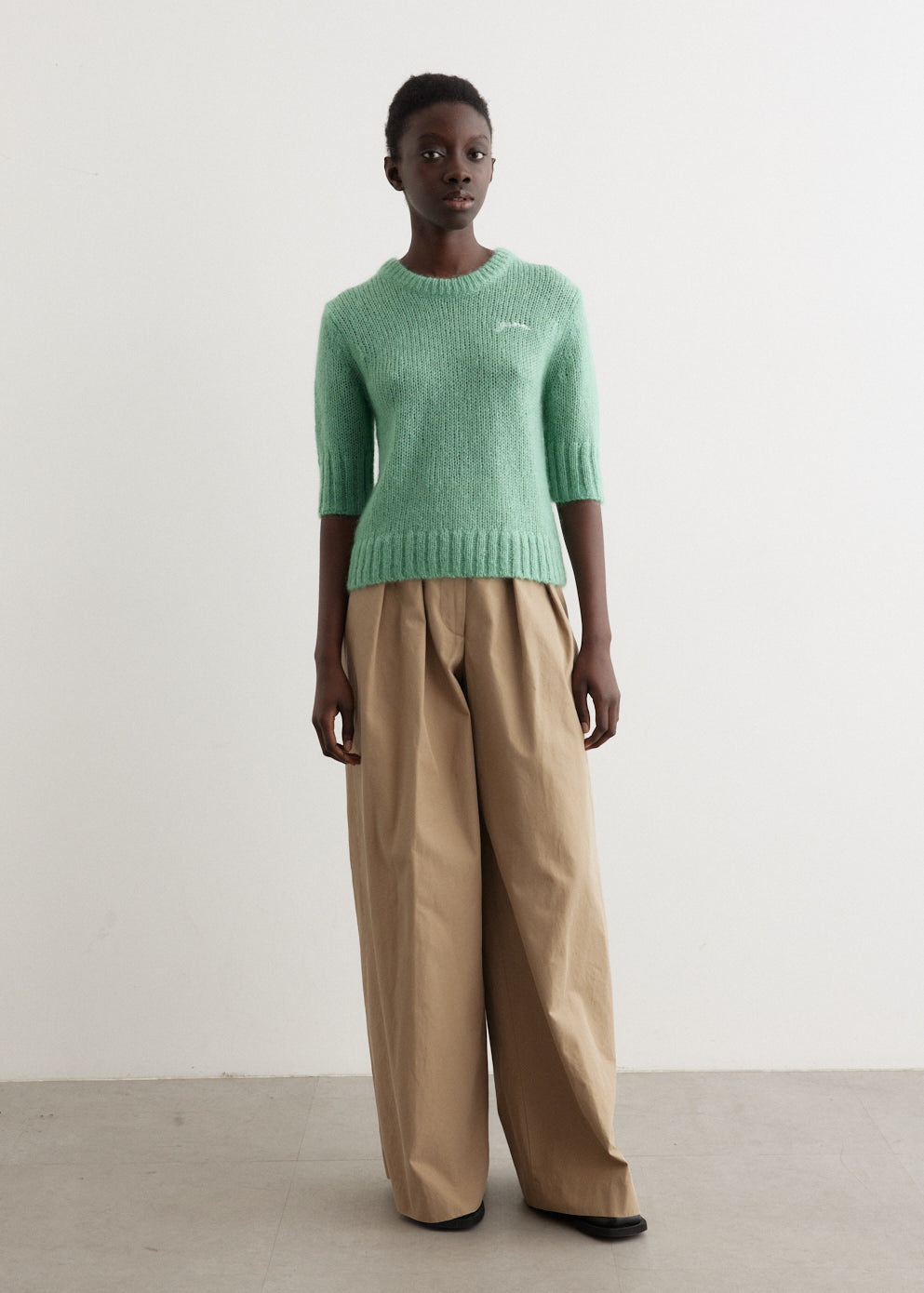 Mohair Short Sleeve O-Neck Sweater