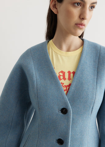 Twill Wool Suiting Curve Sleeve Blazer