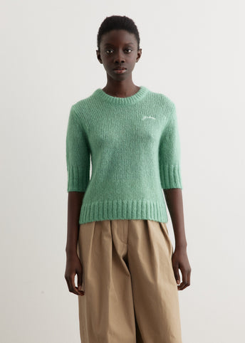 Mohair Short Sleeve O-Neck Sweater