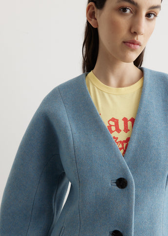 Twill Wool Suiting Curve Sleeve Blazer