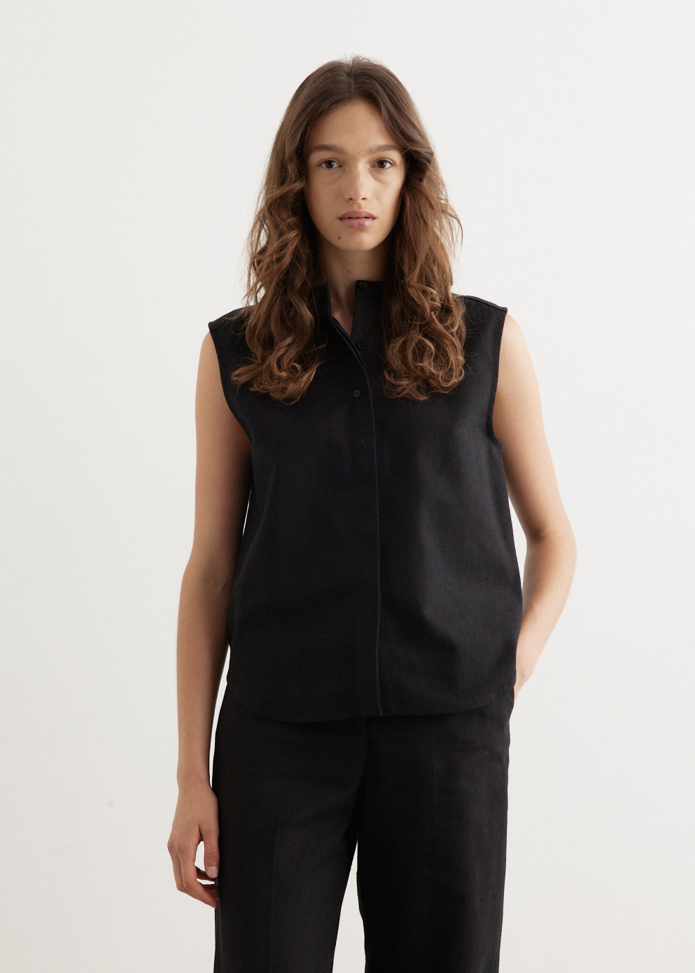 Lino Sleeveless Boxy Blouse