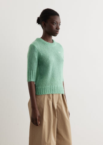 Mohair Short Sleeve O-Neck Sweater