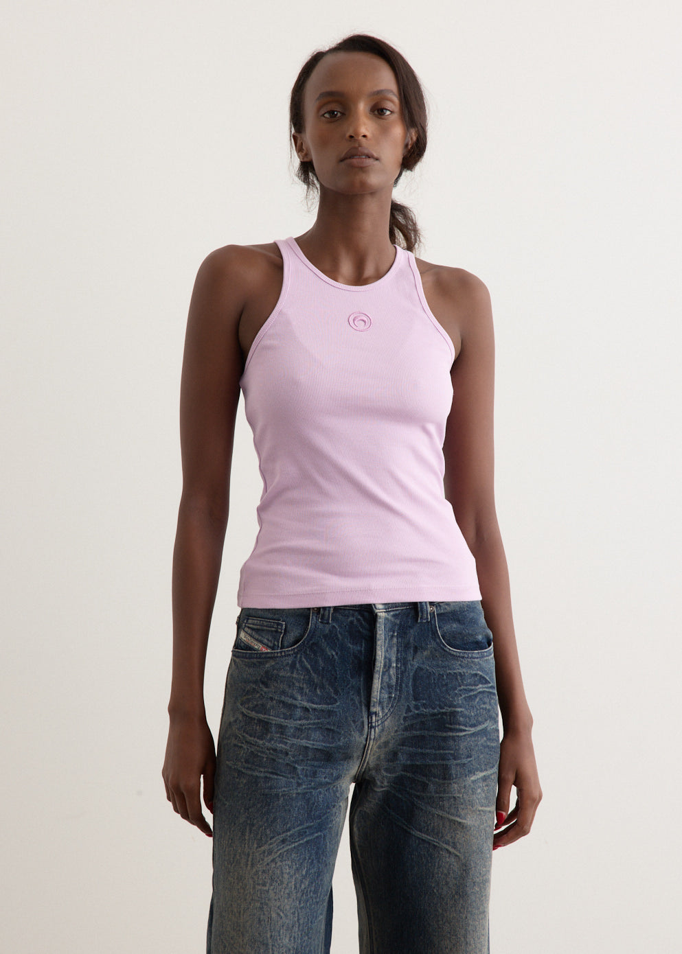 Moon Logo Ribbed Jersey Tank Top