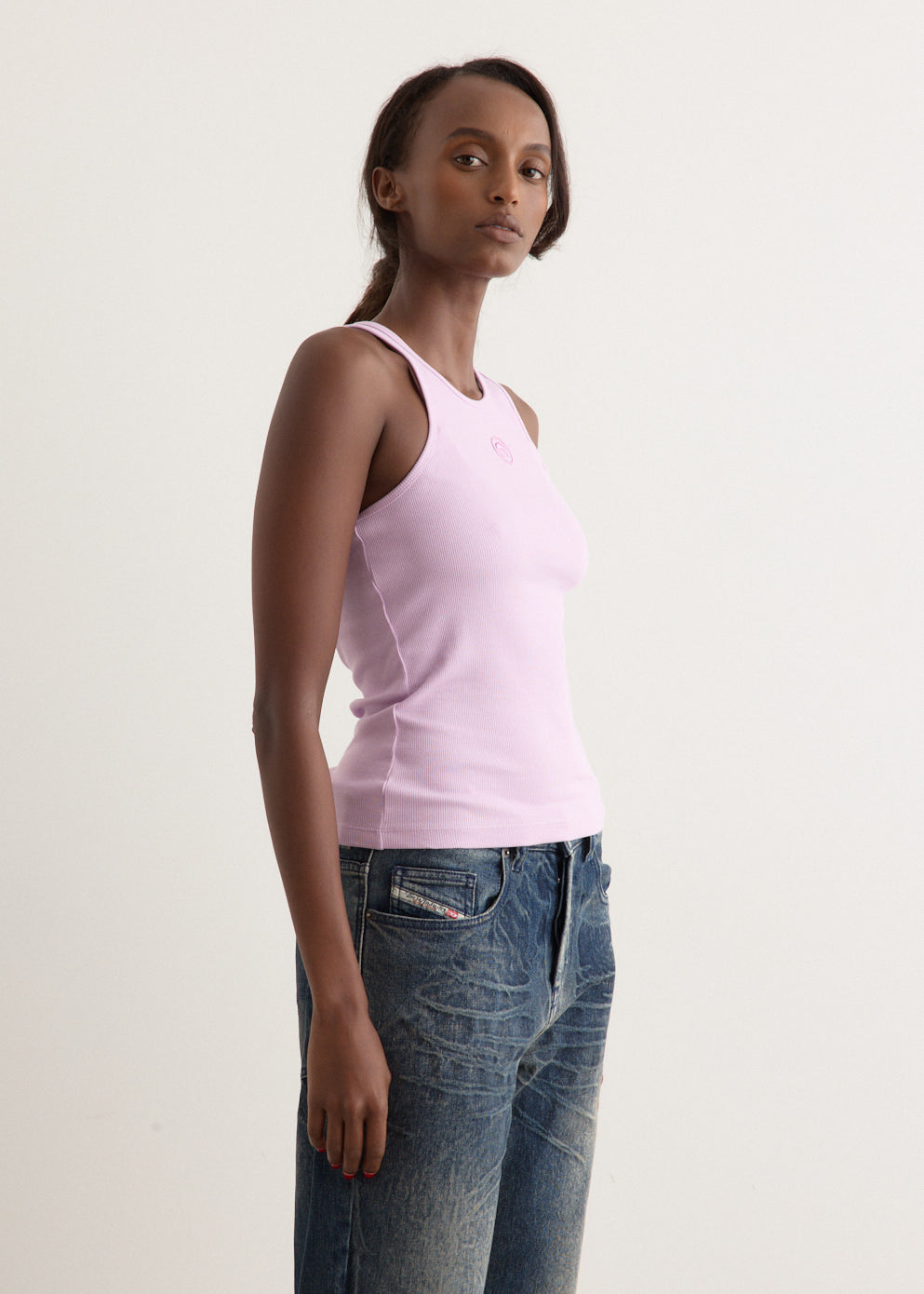 Moon Logo Ribbed Jersey Tank Top