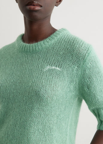 Mohair Short Sleeve O-Neck Sweater