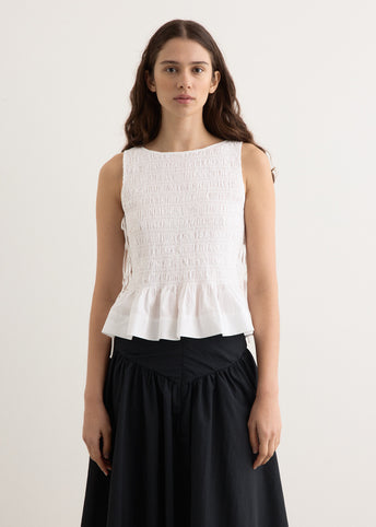 Cotton Poplin Smock Tie String Top