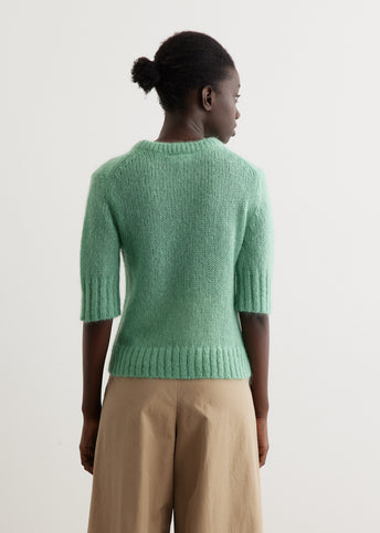 Mohair Short Sleeve O-Neck Sweater