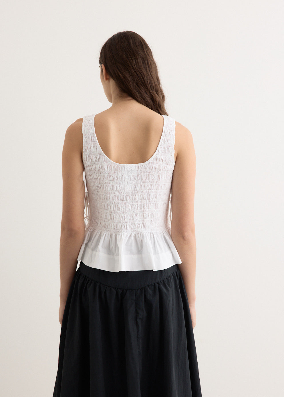 Cotton Poplin Smock Tie String Top