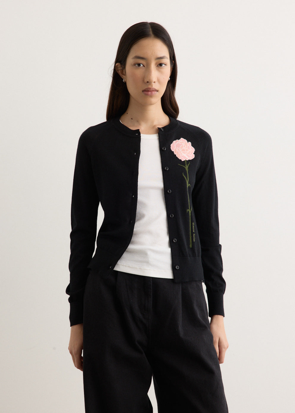 Carnation Detail Long Sleeve Cardigan