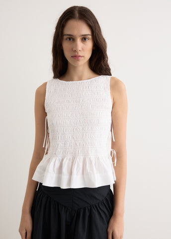 Cotton Poplin Smock Tie String Top