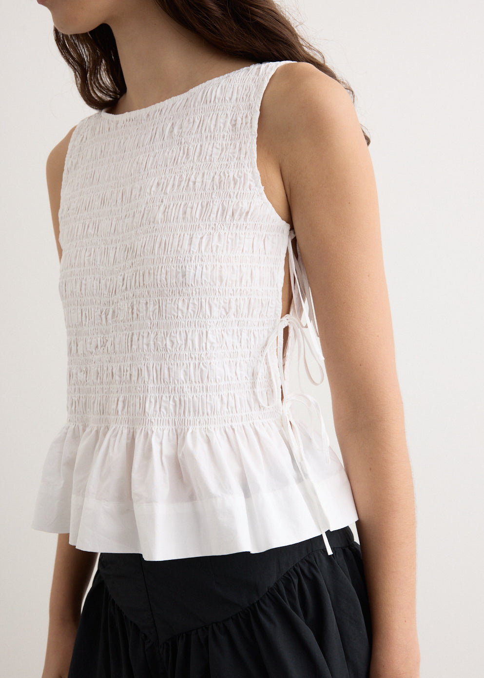Cotton Poplin Smock Tie String Top