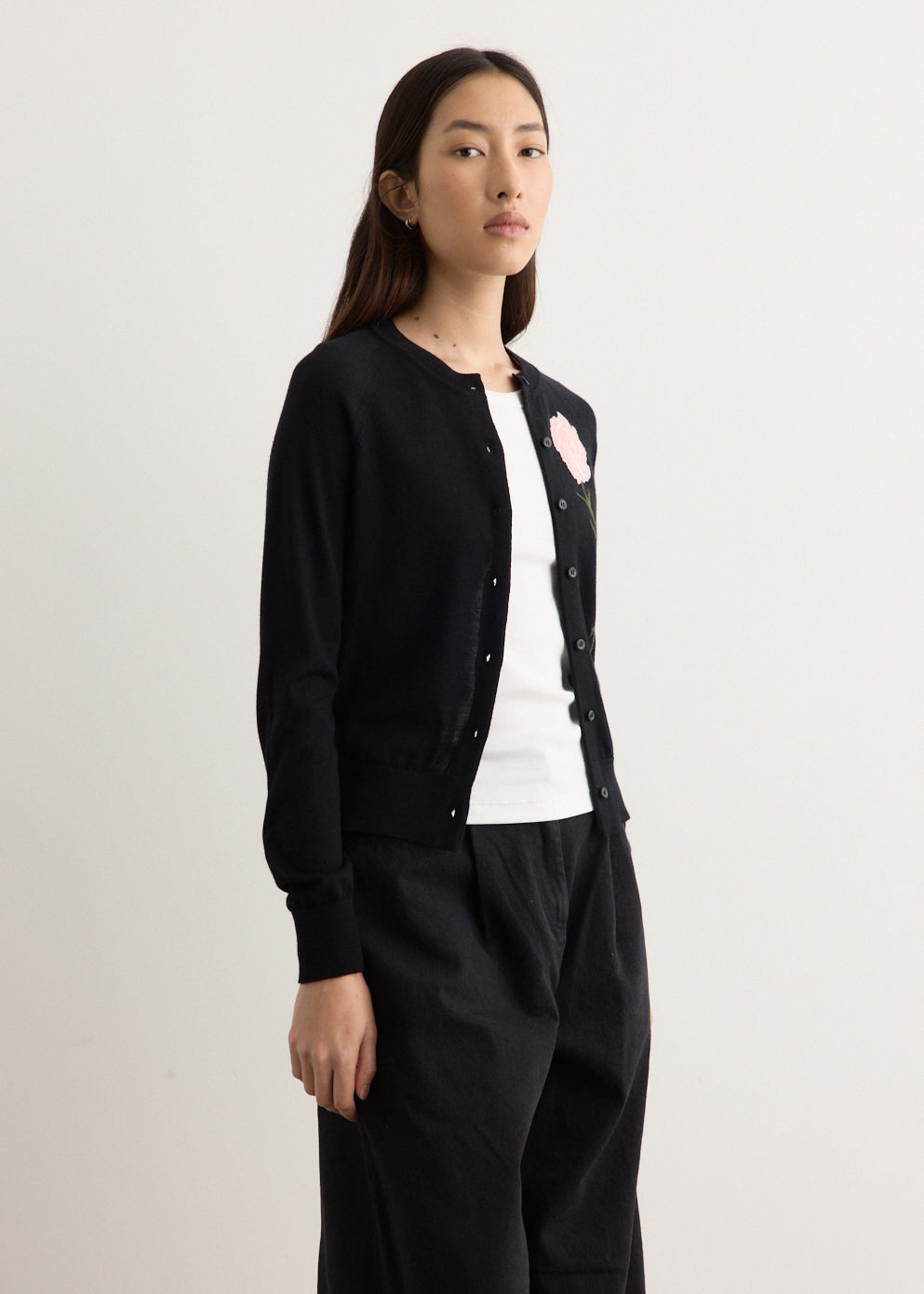 Carnation Detail Long Sleeve Cardigan