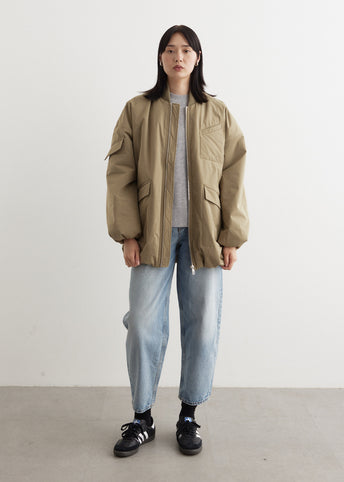 Light Twill Oversized Bomber Jacket
