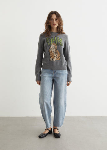 Graphic Wool Mix Bunny Crewneck