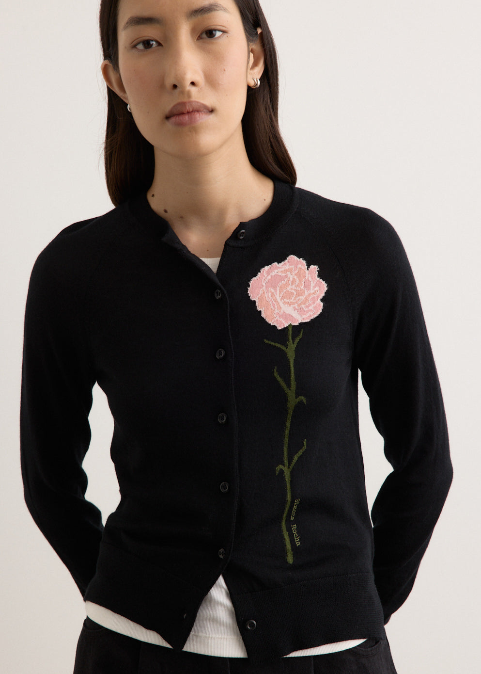 Carnation Detail Long Sleeve Cardigan