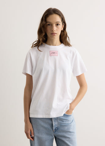 Tシャツ・カットソー Ganni Basic Jersey Collage Relaxed Fit Short Sleeve T-Shirt Bright White White Basic Jersey Cherry Relaxed T-shirt