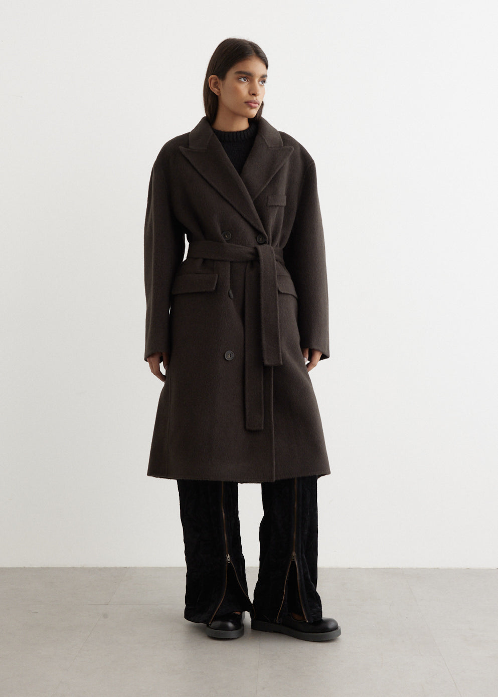 Onessa Double-Breasted Textured Coat