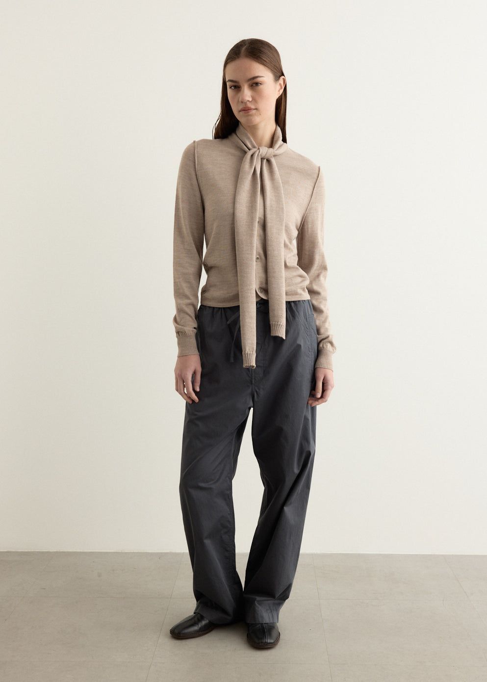 Twisted Cardigan With Scarf