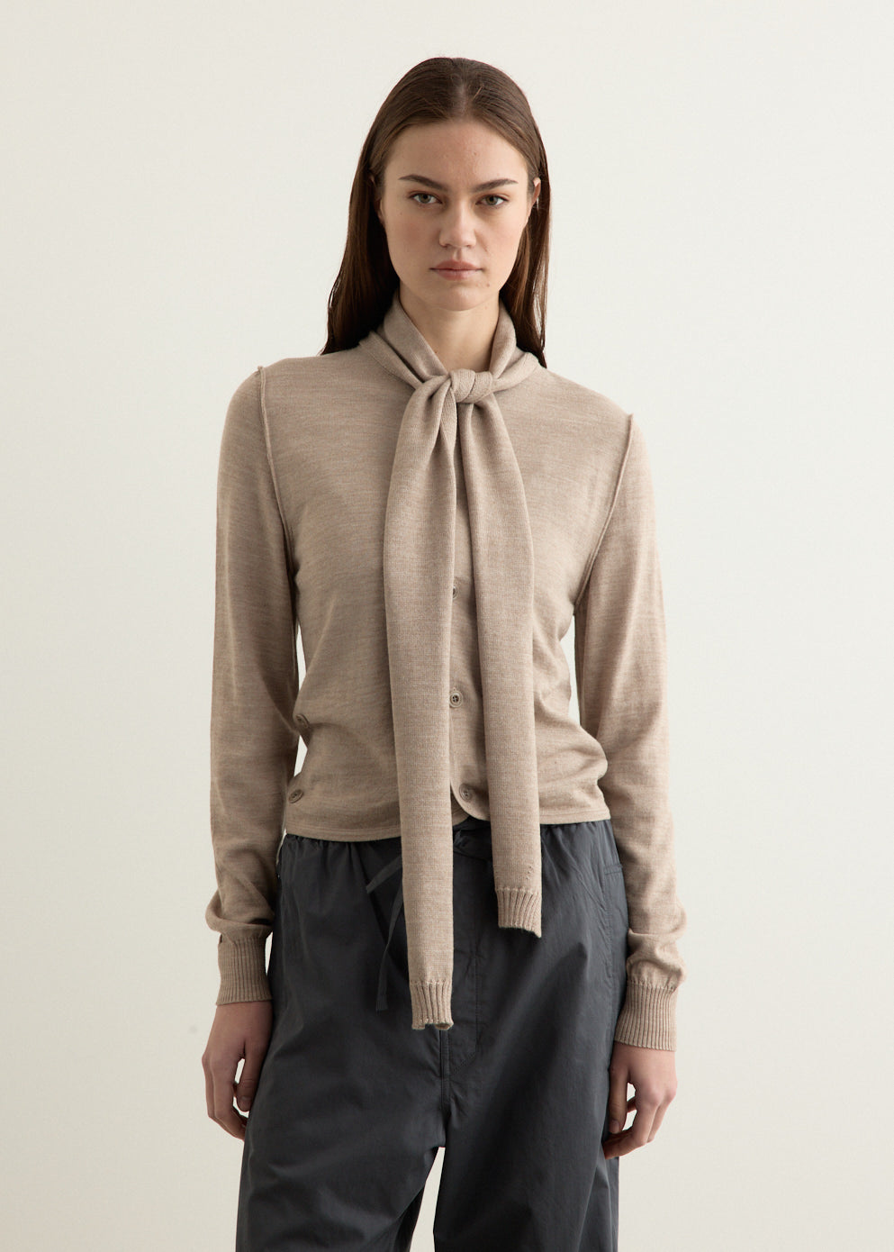 Twisted Cardigan With Scarf