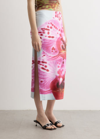 Orchid Print Skirt