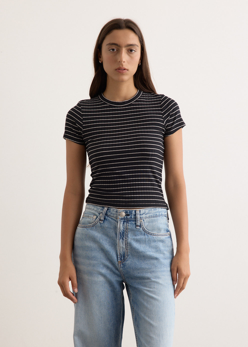 Rag & Bone - Luca Stripe Rib Baby T-Shirt - Tshirt,Specials : American Fashion Style Bags On Sale Rag & Bone - Luca Stripe Rib Baby T-Shirt - Tshirt,Specials : American Fashion Style Bags On Sale