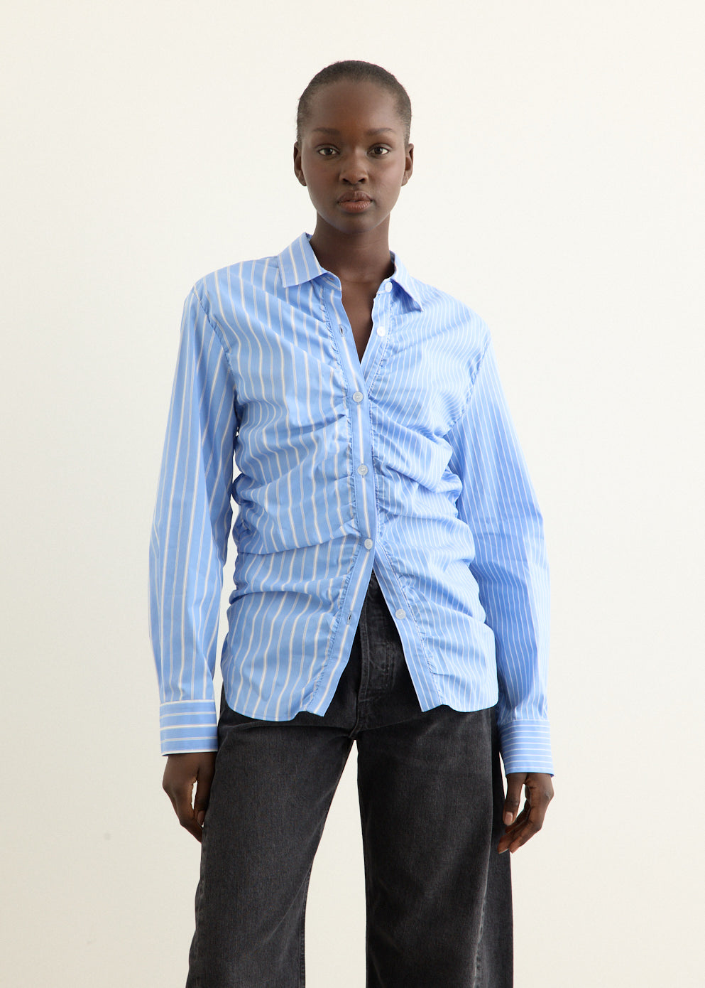 Stripe Shirring Shirt