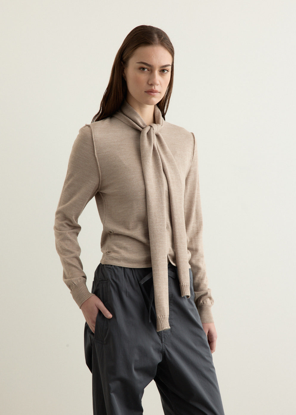 Twisted Cardigan With Scarf
