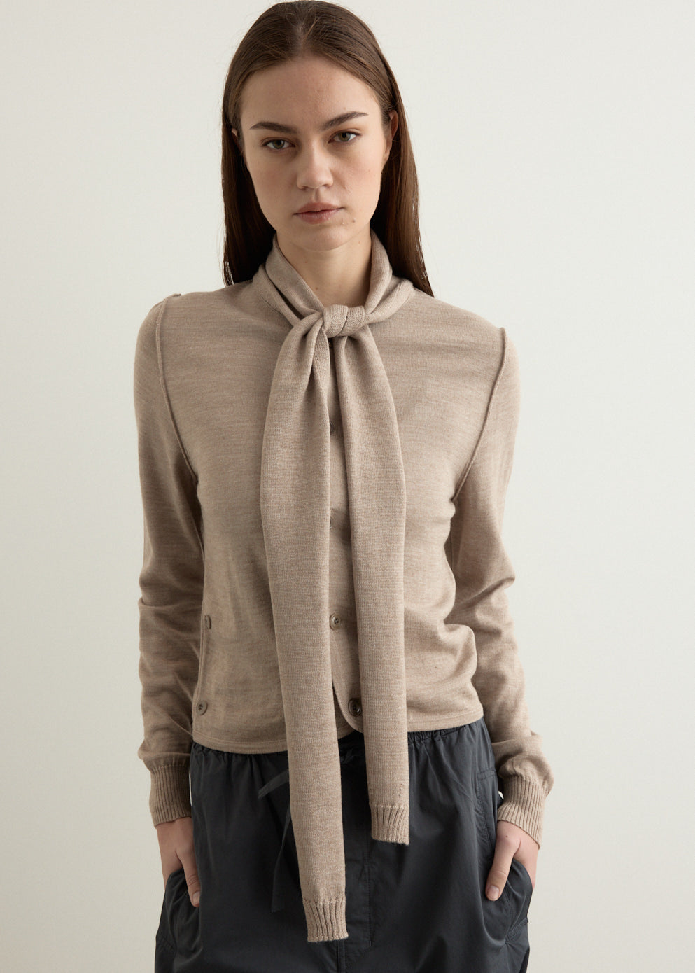 Twisted Cardigan With Scarf