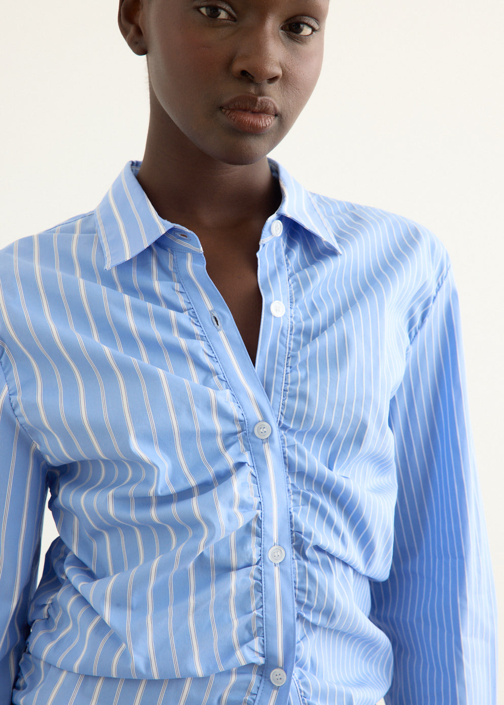 Stripe Shirring Shirt