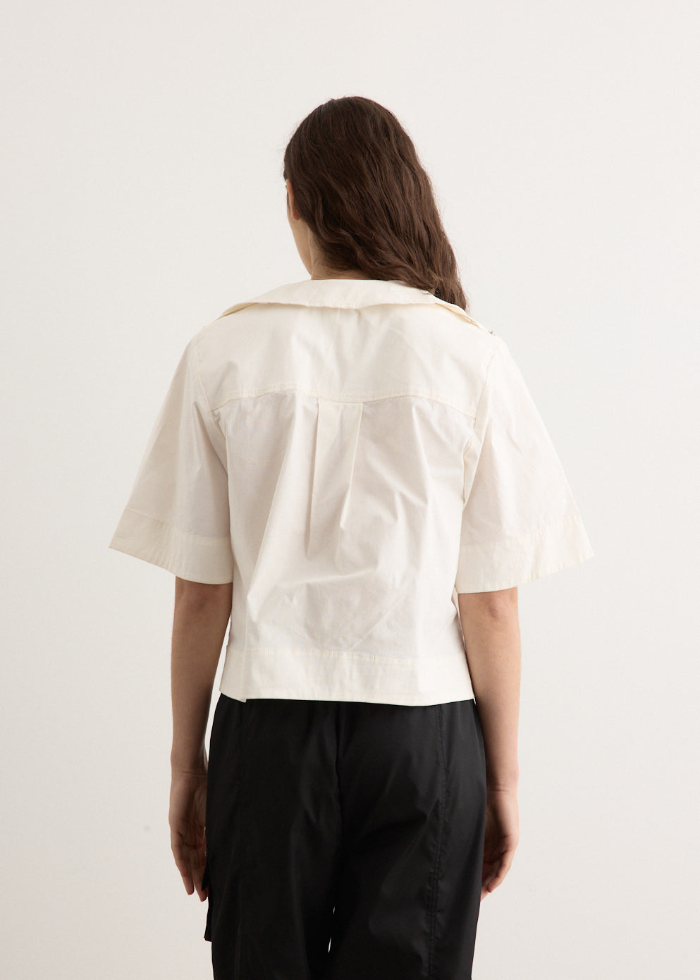 Stretch Cotton Cowl Neck Blouse