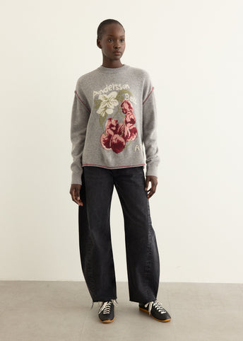 Fruit Intarsia Crewneck Sweater