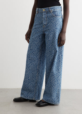 Jacquard Denim Wide Pants