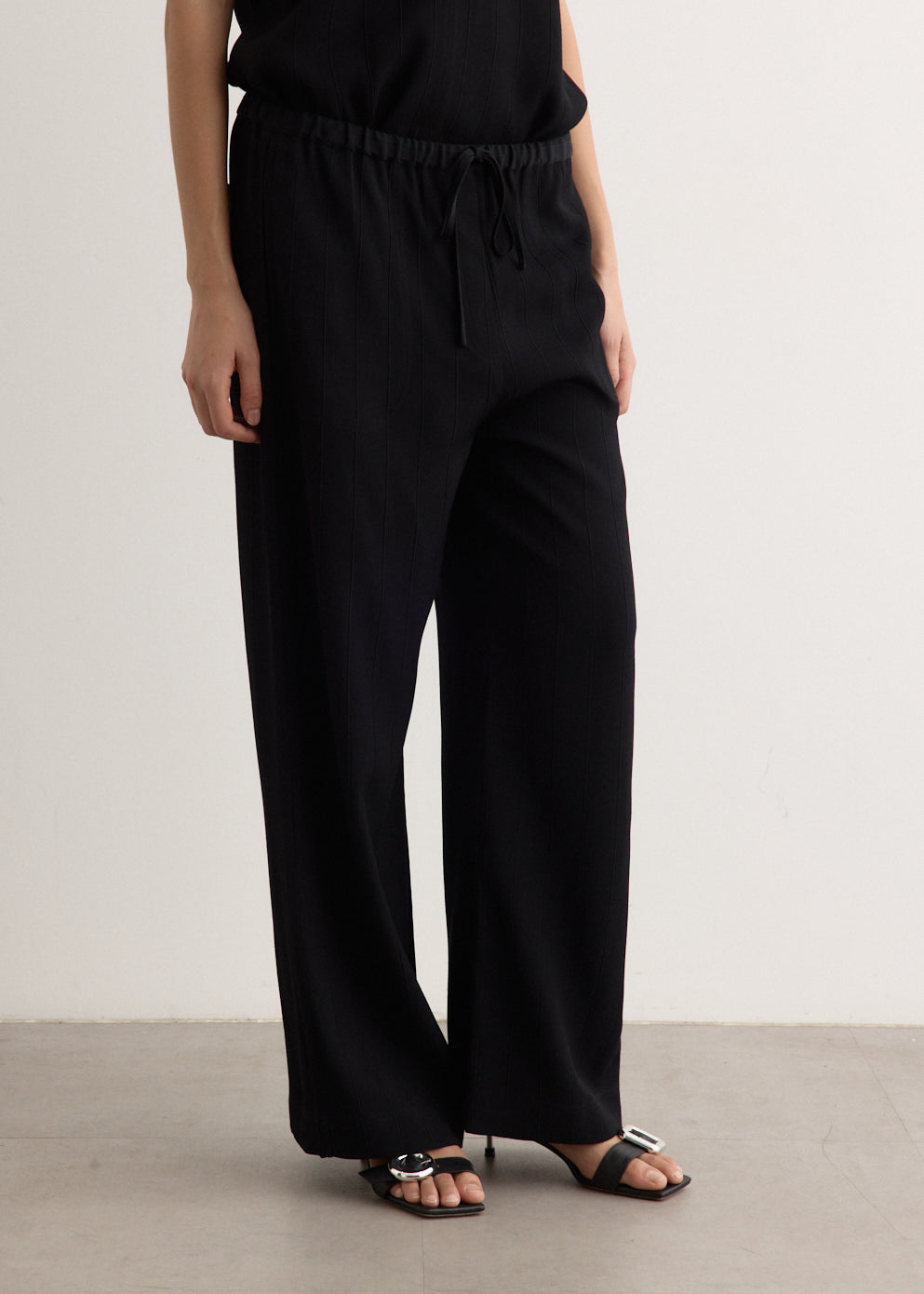 Woven Stripe Drawstring Trousers
